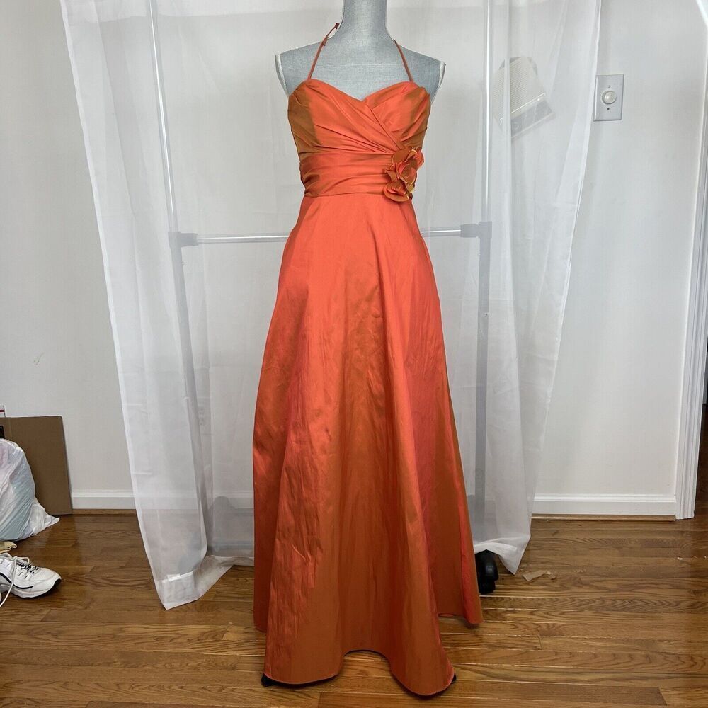 Vintage 80s Jim Hjelm silk iridescent midi dress halter neck retro Small summer - Picture 4 of 10